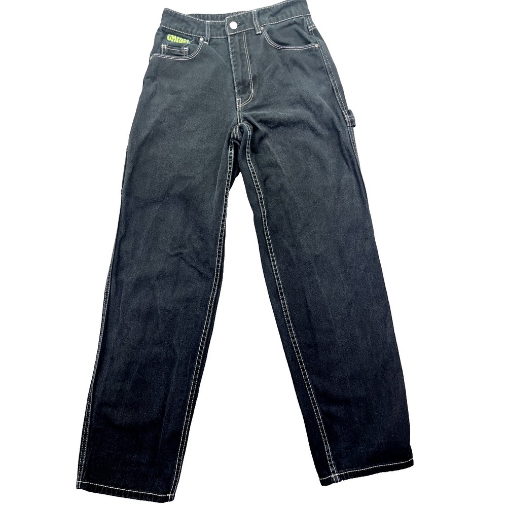 EMPYRE Tori Jeans Women Sz 2 /26" Black High Rise Baggy Straight Leg Skater Rave